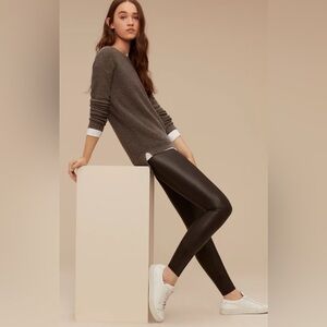 Aritzia Wilfred Free Daria Brown Vegan Leggings L